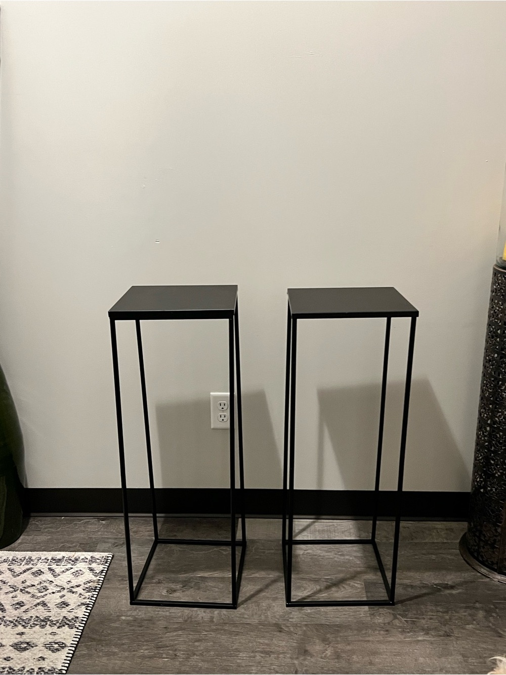 Minimalist Black Metal Pedestal Stands - Pair